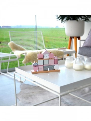 Label label stacking blocks house pink 1