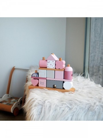 Label label stacking blocks house pink 2