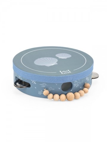 Label label wooden tambourine blue