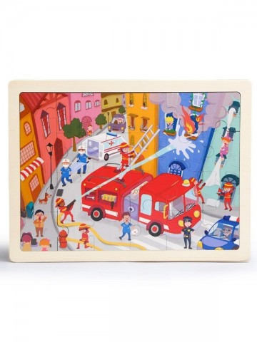 Topbright wooden puzzle fire fighting